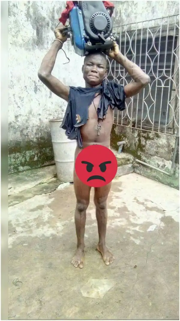 Generator Thief Paraded Unclad In Delta After Being Nabbed By Angry Residents. Photos